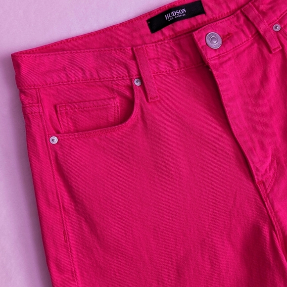 Hudson Holly Jeans High Rise Cropped Bootcut Zip Fly Hibiscus Pink Denim 27 NWT - Picture 5 of 14